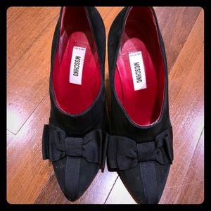 Moschino bow black ankle boot suede